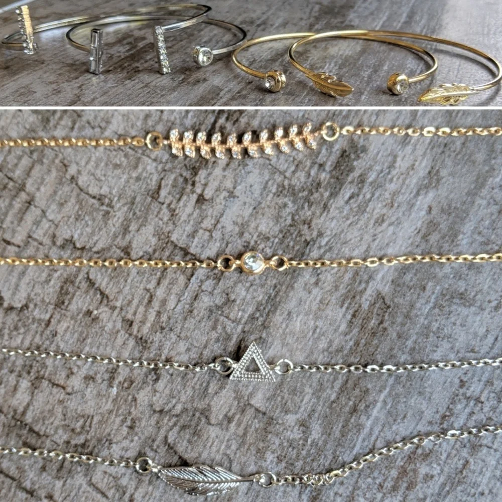 Set of 2 Mix & Match Silver/Gold Bracelet/Bangle